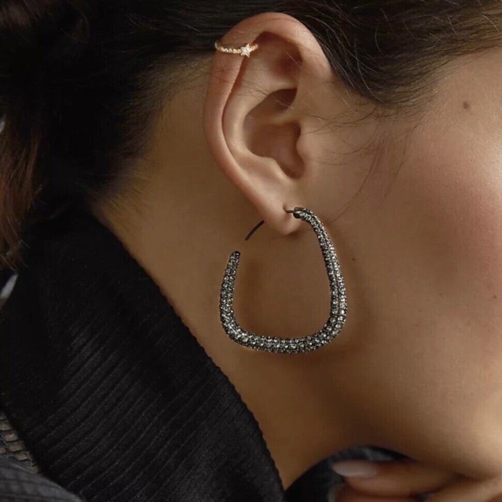 Anthropologie | Pave Hoop Earrings